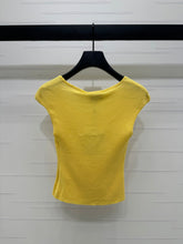 Chanel 25 Yellow Tank Top Square Neck Knitted